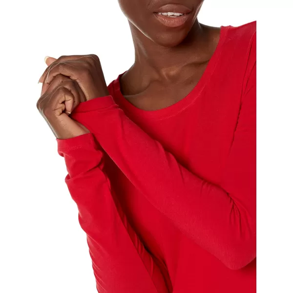 Amazon Essentials Womens ClassicFit LongSleeve Crewneck TShirt Available in Plus SizeCherry Red