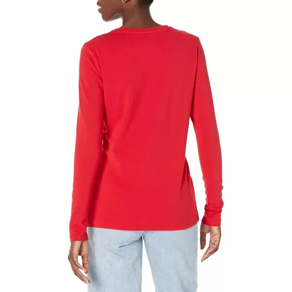 Amazon Essentials Womens ClassicFit LongSleeve Crewneck TShirt Available in Plus SizeCherry Red