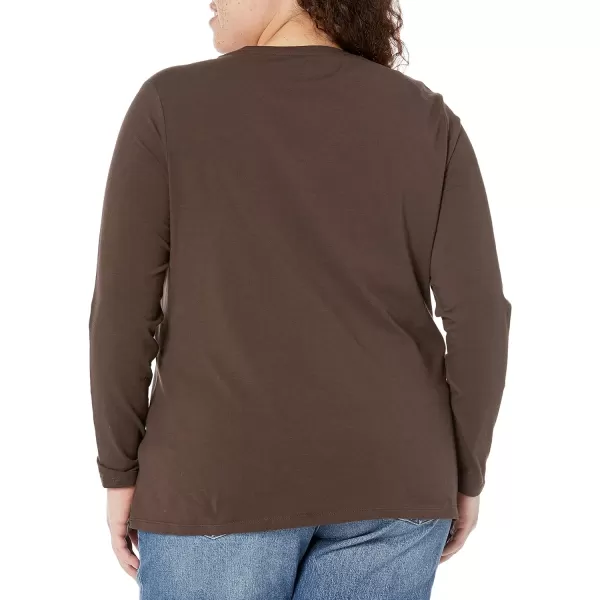 Amazon Essentials Womens ClassicFit LongSleeve Crewneck TShirt Available in Plus SizeEspresso