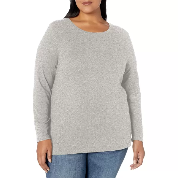 Amazon Essentials Womens ClassicFit LongSleeve Crewneck TShirt Available in Plus SizeLight Grey Heather