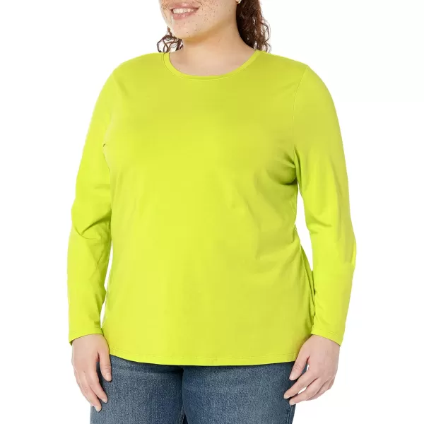 Amazon Essentials Womens ClassicFit LongSleeve Crewneck TShirt Available in Plus SizeLime Green