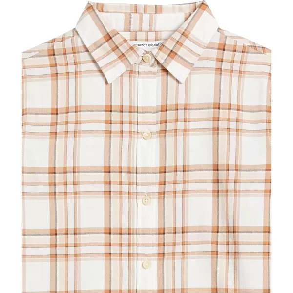 Amazon Essentials Womens ClassicFit LongSleeve Lightweight Plaid Flannel ShirtEcruPale Pink Alpine Plaid