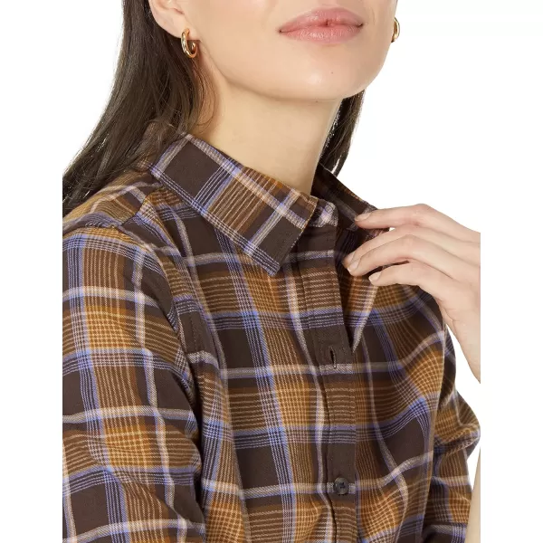 Amazon Essentials Womens ClassicFit LongSleeve Lightweight Plaid Flannel ShirtEspresso Tartan Plaid