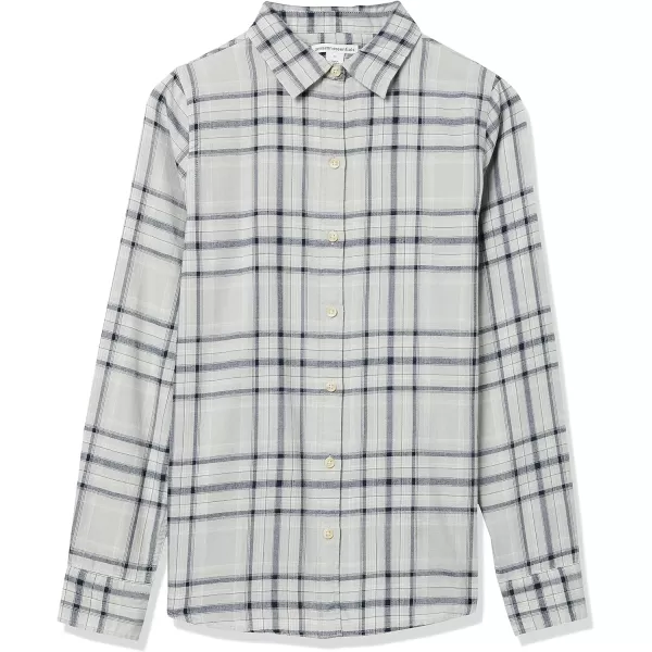 Amazon Essentials Womens ClassicFit LongSleeve Lightweight Plaid Flannel ShirtGrey OmbrePlaid