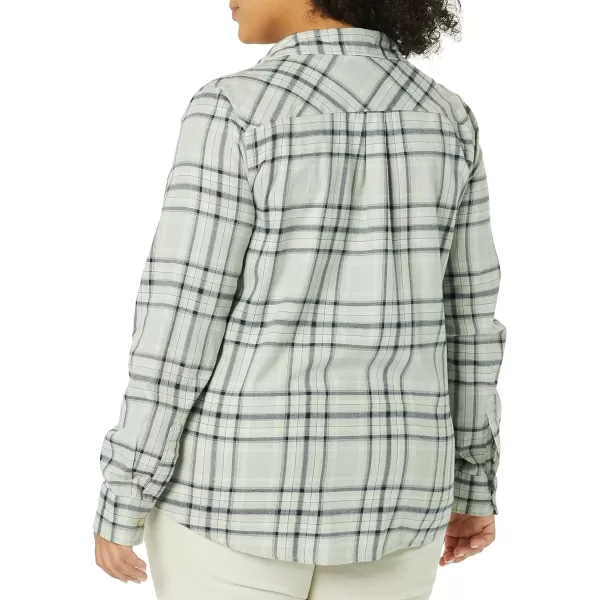 Amazon Essentials Womens ClassicFit LongSleeve Lightweight Plaid Flannel ShirtGrey OmbrePlaid