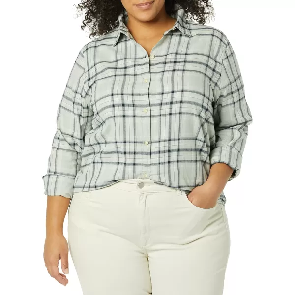 Amazon Essentials Womens ClassicFit LongSleeve Lightweight Plaid Flannel ShirtGrey OmbrePlaid