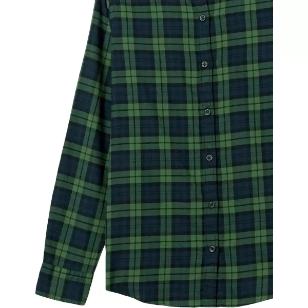 Amazon Essentials Womens ClassicFit LongSleeve Lightweight Plaid Flannel ShirtNavyGreen Medium Plaid