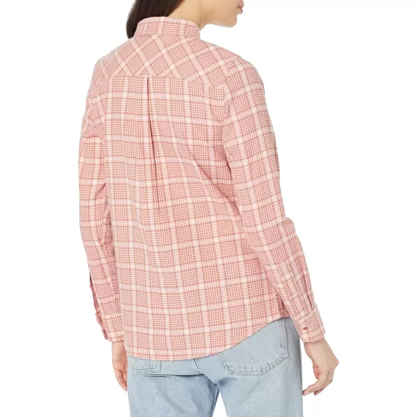 Amazon Essentials Womens ClassicFit LongSleeve Lightweight Plaid Flannel ShirtPeach Windowpane