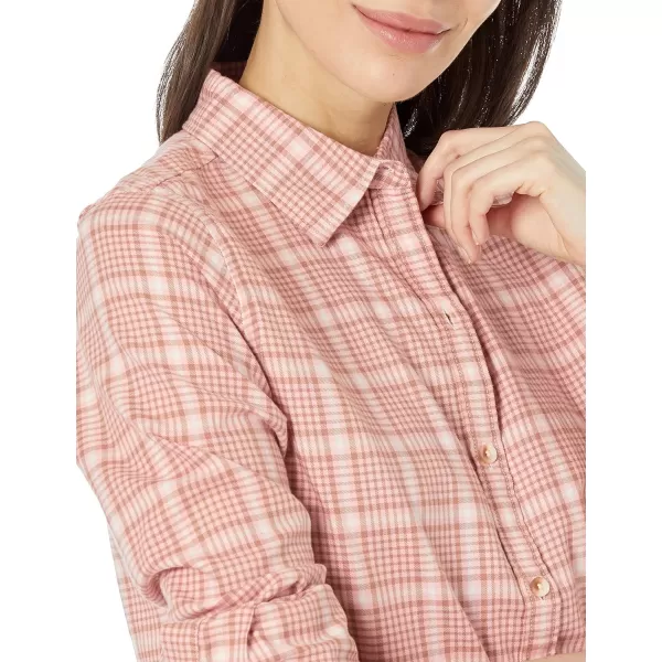 Amazon Essentials Womens ClassicFit LongSleeve Lightweight Plaid Flannel ShirtPeach Windowpane
