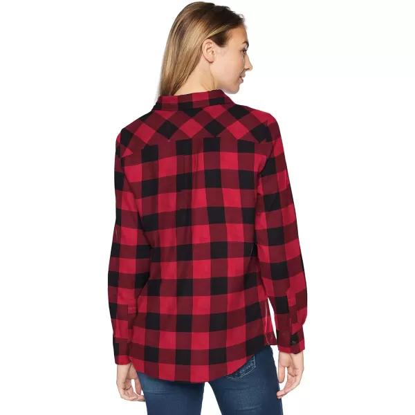 Amazon Essentials Womens ClassicFit LongSleeve Lightweight Plaid Flannel ShirtRed Buffalo Check