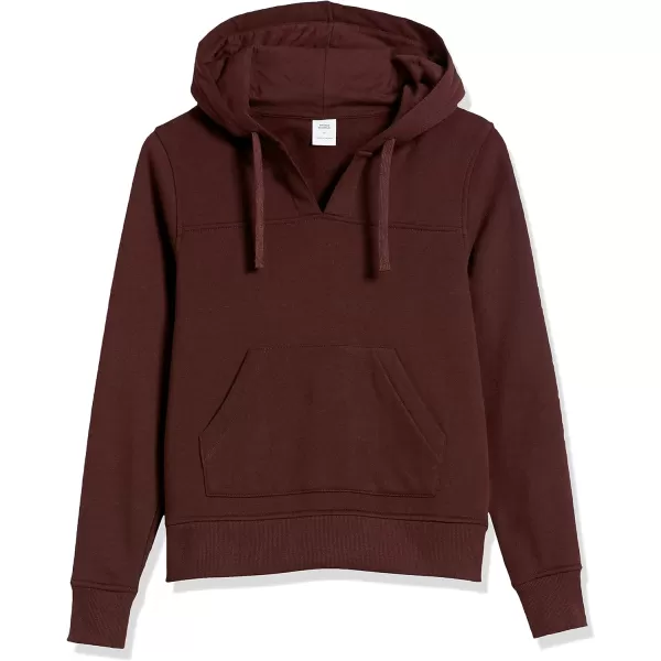 Amazon Essentials Womens ClassicFit LongSleeve Open VNeck Hooded SweatshirtBurgundy