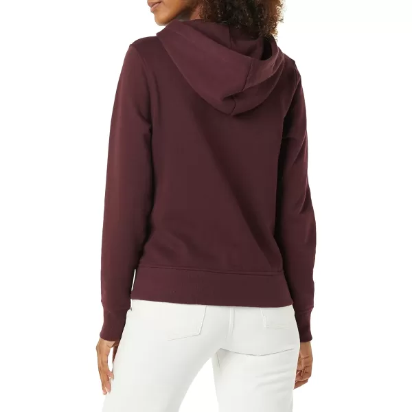 Amazon Essentials Womens ClassicFit LongSleeve Open VNeck Hooded SweatshirtBurgundy