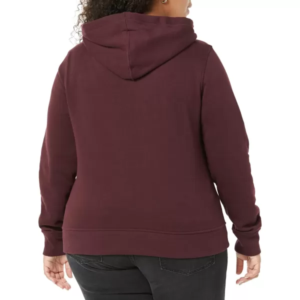 Amazon Essentials Womens ClassicFit LongSleeve Open VNeck Hooded SweatshirtBurgundy