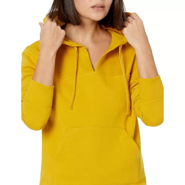 Amazon Essentials Womens ClassicFit LongSleeve Open VNeck Hooded SweatshirtDark Yellow