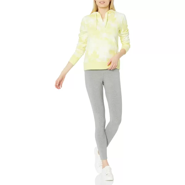 Amazon Essentials Womens ClassicFit LongSleeve Open VNeck Hooded SweatshirtLight Yellow Tie Dye