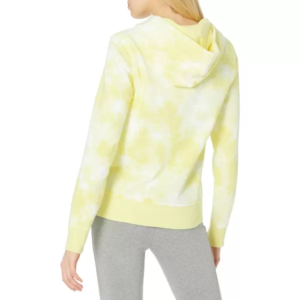 Amazon Essentials Womens ClassicFit LongSleeve Open VNeck Hooded SweatshirtLight Yellow Tie Dye