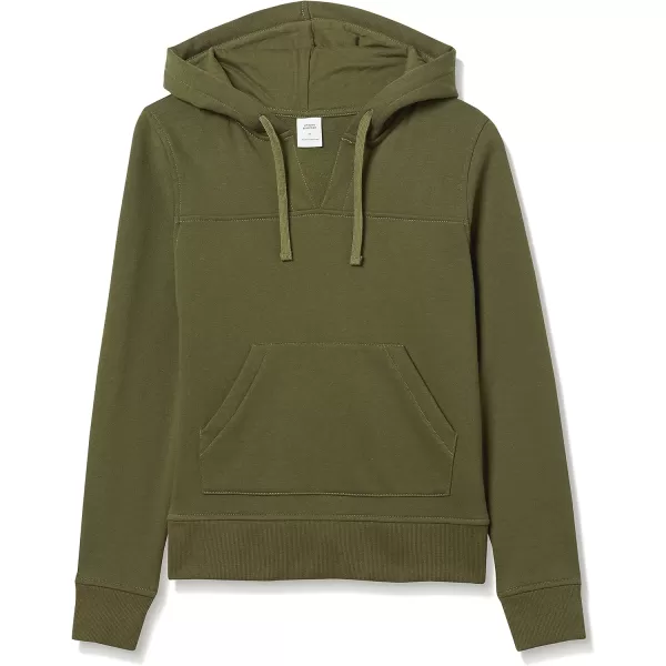 Amazon Essentials Womens ClassicFit LongSleeve Open VNeck Hooded SweatshirtOlive