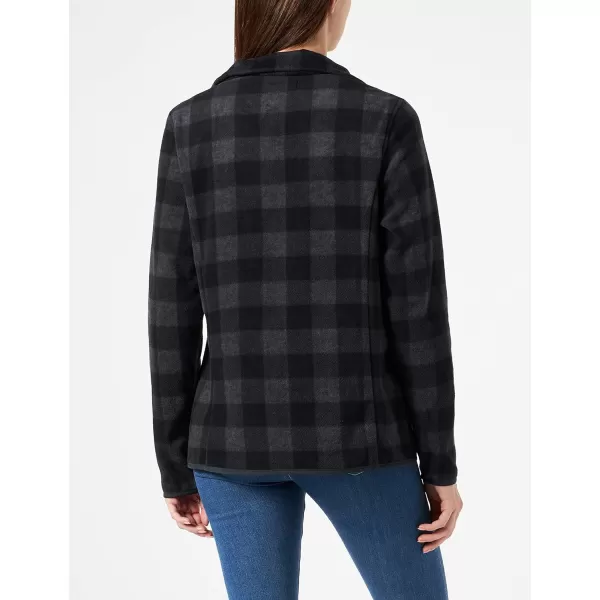 Amazon Essentials Womens ClassicFit LongSleeve QuarterZip Polar Fleece Pullover Jacket Available in Plus SizePolyester Black Charcoal Mini Buffalo Plaid