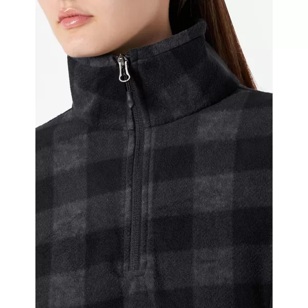 Amazon Essentials Womens ClassicFit LongSleeve QuarterZip Polar Fleece Pullover Jacket Available in Plus SizePolyester Black Charcoal Mini Buffalo Plaid