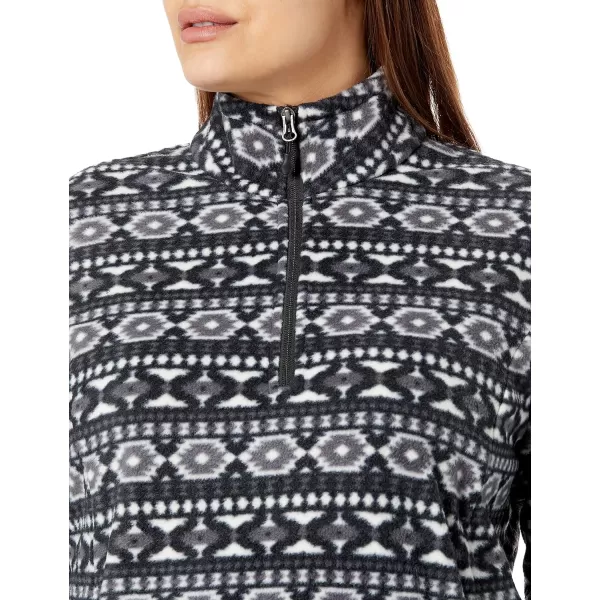 Amazon Essentials Womens ClassicFit LongSleeve QuarterZip Polar Fleece Pullover Jacket Available in Plus SizePolyester Black Geo Print