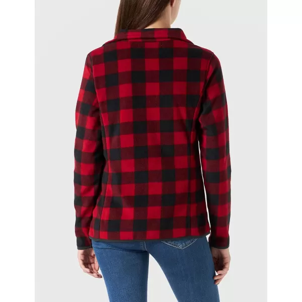 Amazon Essentials Womens ClassicFit LongSleeve QuarterZip Polar Fleece Pullover Jacket Available in Plus SizePolyester Black Red Medium Plaid