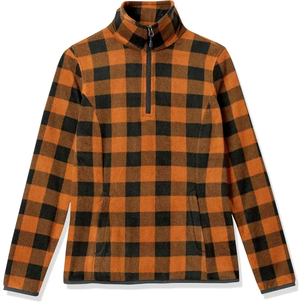 Amazon Essentials Womens ClassicFit LongSleeve QuarterZip Polar Fleece Pullover Jacket Available in Plus SizePolyester Black Rust Buffalo Plaid