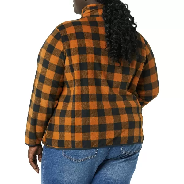 Amazon Essentials Womens ClassicFit LongSleeve QuarterZip Polar Fleece Pullover Jacket Available in Plus SizePolyester Black Rust Buffalo Plaid