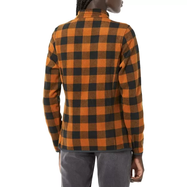 Amazon Essentials Womens ClassicFit LongSleeve QuarterZip Polar Fleece Pullover Jacket Available in Plus SizePolyester Black Rust Buffalo Plaid