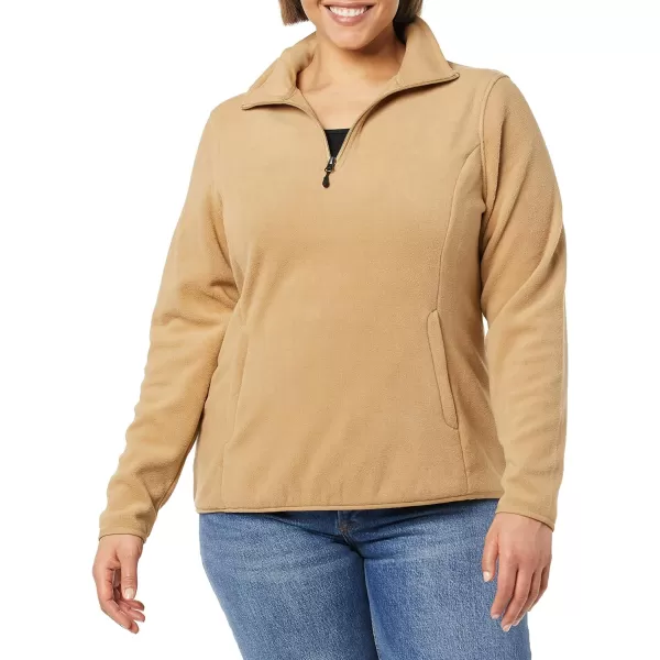 Amazon Essentials Womens ClassicFit LongSleeve QuarterZip Polar Fleece Pullover Jacket Available in Plus SizePolyester Camel