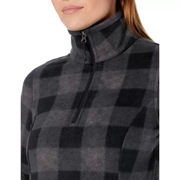 Amazon Essentials Womens ClassicFit LongSleeve QuarterZip Polar Fleece Pullover Jacket Available in Plus SizePolyester Charcoal Buffalo Plaid