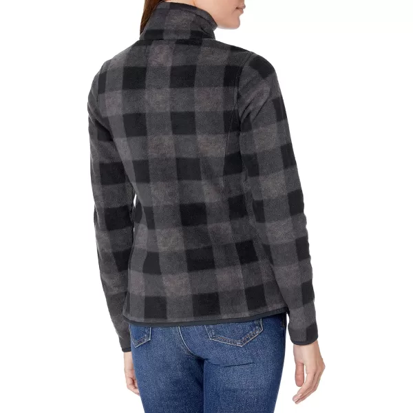 Amazon Essentials Womens ClassicFit LongSleeve QuarterZip Polar Fleece Pullover Jacket Available in Plus SizePolyester Charcoal Buffalo Plaid