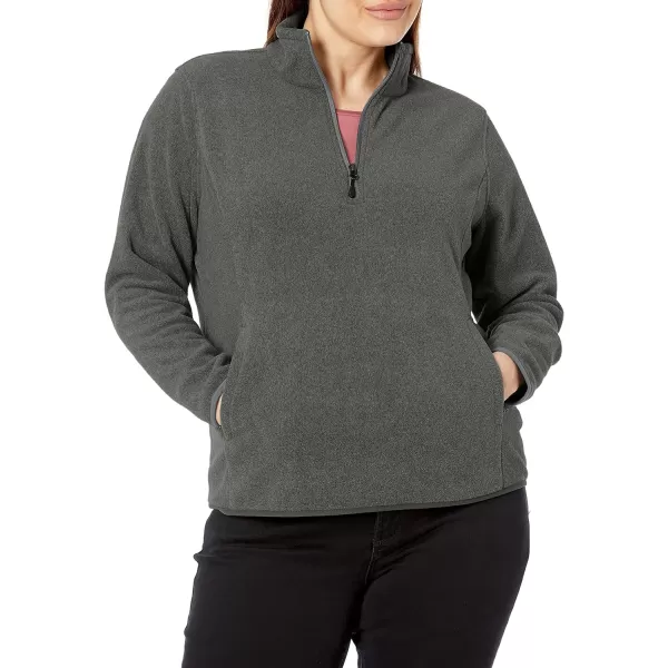 Amazon Essentials Womens ClassicFit LongSleeve QuarterZip Polar Fleece Pullover Jacket Available in Plus SizePolyester Charcoal Heather