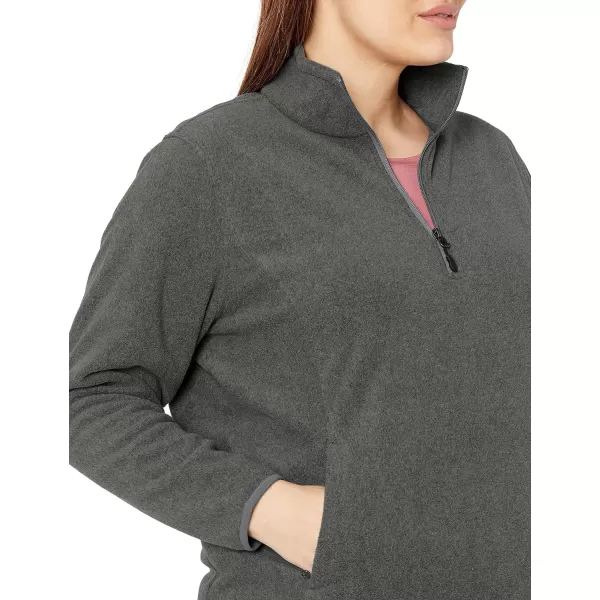 Amazon Essentials Womens ClassicFit LongSleeve QuarterZip Polar Fleece Pullover Jacket Available in Plus SizePolyester Charcoal Heather