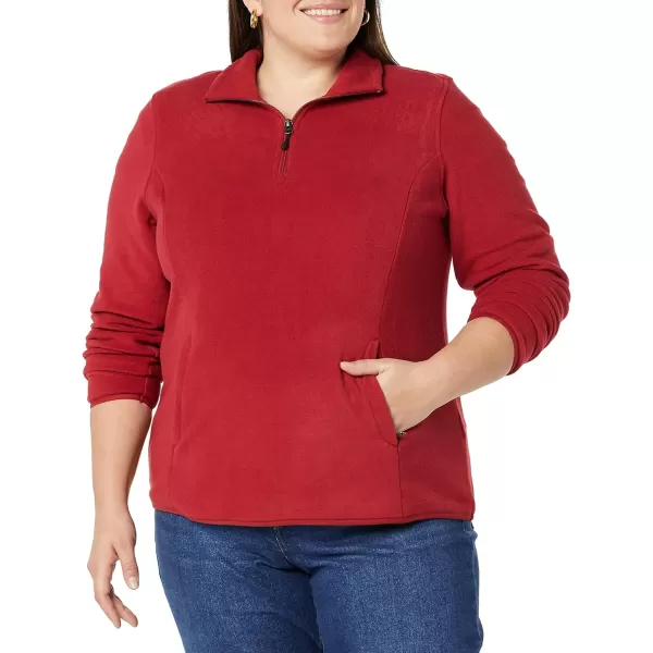 Amazon Essentials Womens ClassicFit LongSleeve QuarterZip Polar Fleece Pullover Jacket Available in Plus SizePolyester Dark Red