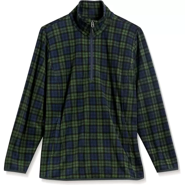 Amazon Essentials Womens ClassicFit LongSleeve QuarterZip Polar Fleece Pullover Jacket Available in Plus SizePolyester NavyGreen Plaid