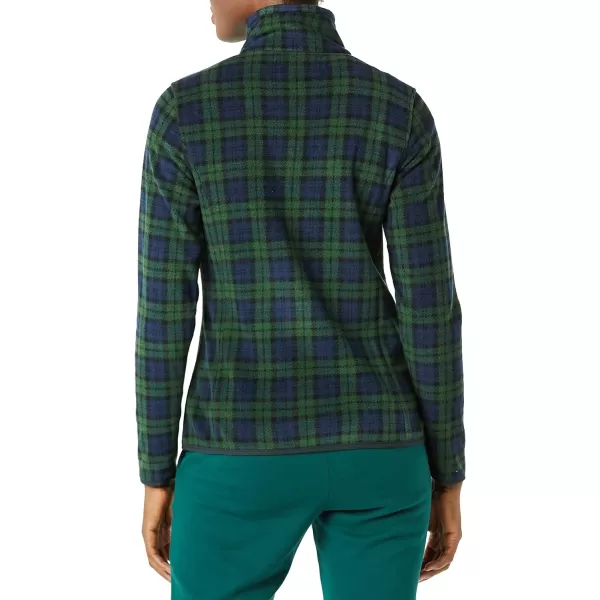 Amazon Essentials Womens ClassicFit LongSleeve QuarterZip Polar Fleece Pullover Jacket Available in Plus SizePolyester NavyGreen Plaid