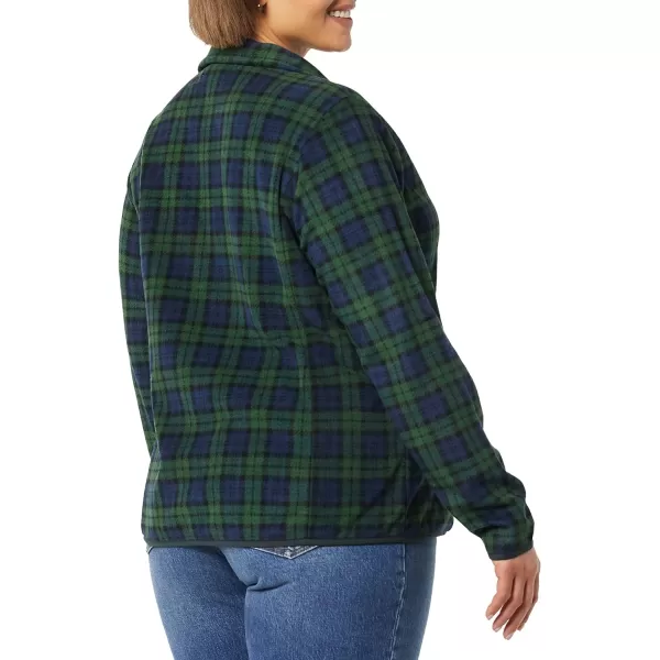 Amazon Essentials Womens ClassicFit LongSleeve QuarterZip Polar Fleece Pullover Jacket Available in Plus SizePolyester NavyGreen Plaid