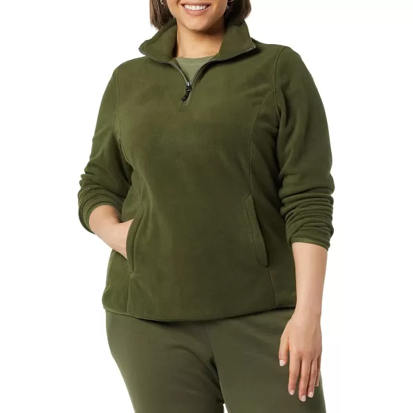 Amazon Essentials Womens ClassicFit LongSleeve QuarterZip Polar Fleece Pullover Jacket Available in Plus SizePolyester Olive