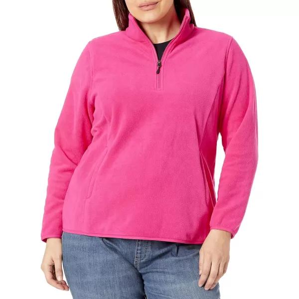 Amazon Essentials Womens ClassicFit LongSleeve QuarterZip Polar Fleece Pullover Jacket Available in Plus SizePolyester Pink