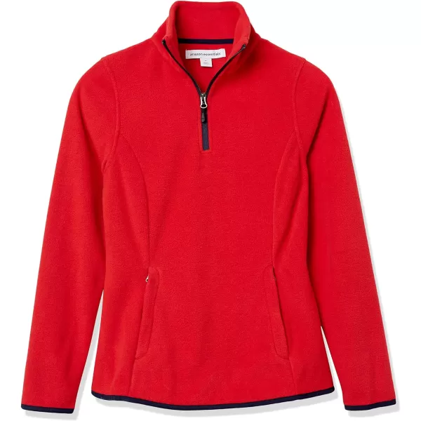 Amazon Essentials Womens ClassicFit LongSleeve QuarterZip Polar Fleece Pullover Jacket Available in Plus SizePolyester Red