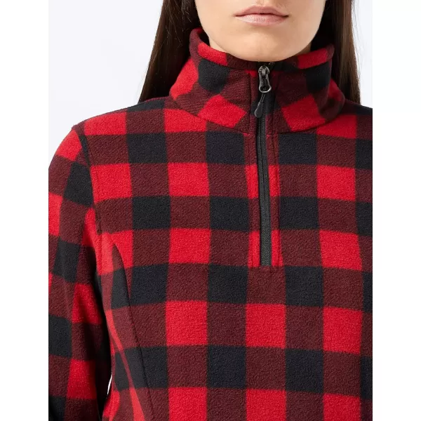 Amazon Essentials Womens ClassicFit LongSleeve QuarterZip Polar Fleece Pullover Jacket Available in Plus SizePolyester RedBlack Buffalo Plaid