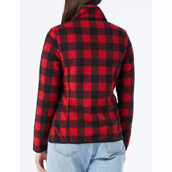 Amazon Essentials Womens ClassicFit LongSleeve QuarterZip Polar Fleece Pullover Jacket Available in Plus SizePolyester RedBlack Buffalo Plaid