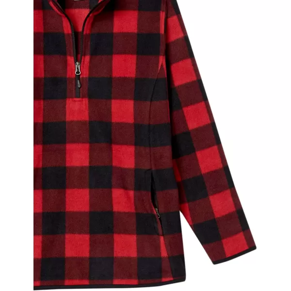 Amazon Essentials Womens ClassicFit LongSleeve QuarterZip Polar Fleece Pullover Jacket Available in Plus SizePolyester RedBlack Buffalo Plaid