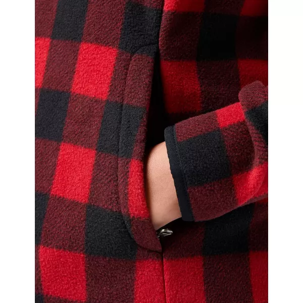 Amazon Essentials Womens ClassicFit LongSleeve QuarterZip Polar Fleece Pullover Jacket Available in Plus SizePolyester RedBlack Buffalo Plaid