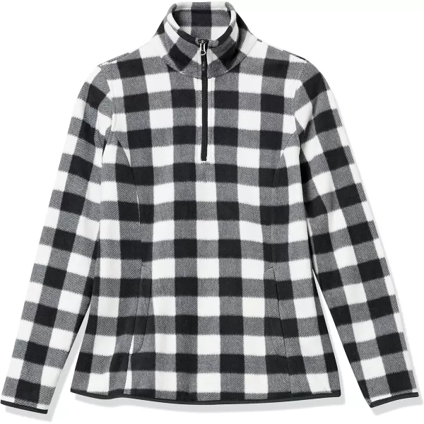 Amazon Essentials Womens ClassicFit LongSleeve QuarterZip Polar Fleece Pullover Jacket Available in Plus SizePolyester WhiteBlack Mini Buffalo Plaid