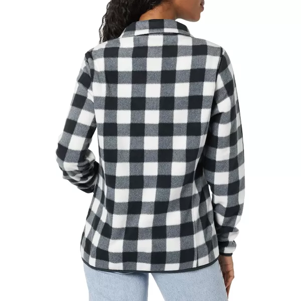 Amazon Essentials Womens ClassicFit LongSleeve QuarterZip Polar Fleece Pullover Jacket Available in Plus SizePolyester WhiteBlack Mini Buffalo Plaid