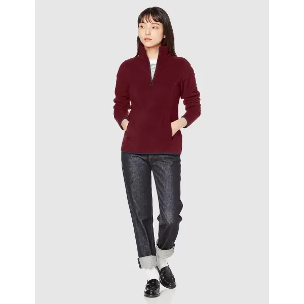 Amazon Essentials Womens ClassicFit LongSleeve QuarterZip Polar Fleece Pullover Jacket Available in Plus SizeRecycled Polyester BurgundyNavy