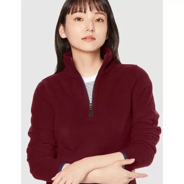 Amazon Essentials Womens ClassicFit LongSleeve QuarterZip Polar Fleece Pullover Jacket Available in Plus SizeRecycled Polyester BurgundyNavy