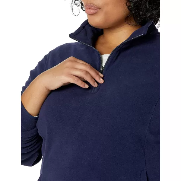 Amazon Essentials Womens ClassicFit LongSleeve QuarterZip Polar Fleece Pullover Jacket Available in Plus SizeRecycled Polyester Navy