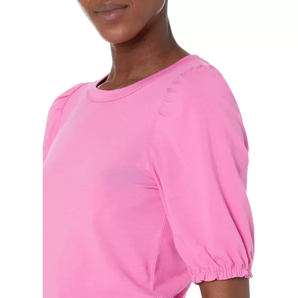 Amazon Essentials Womens ClassicFit Puff ShortSleeve Crewneck TShirtBright Pink